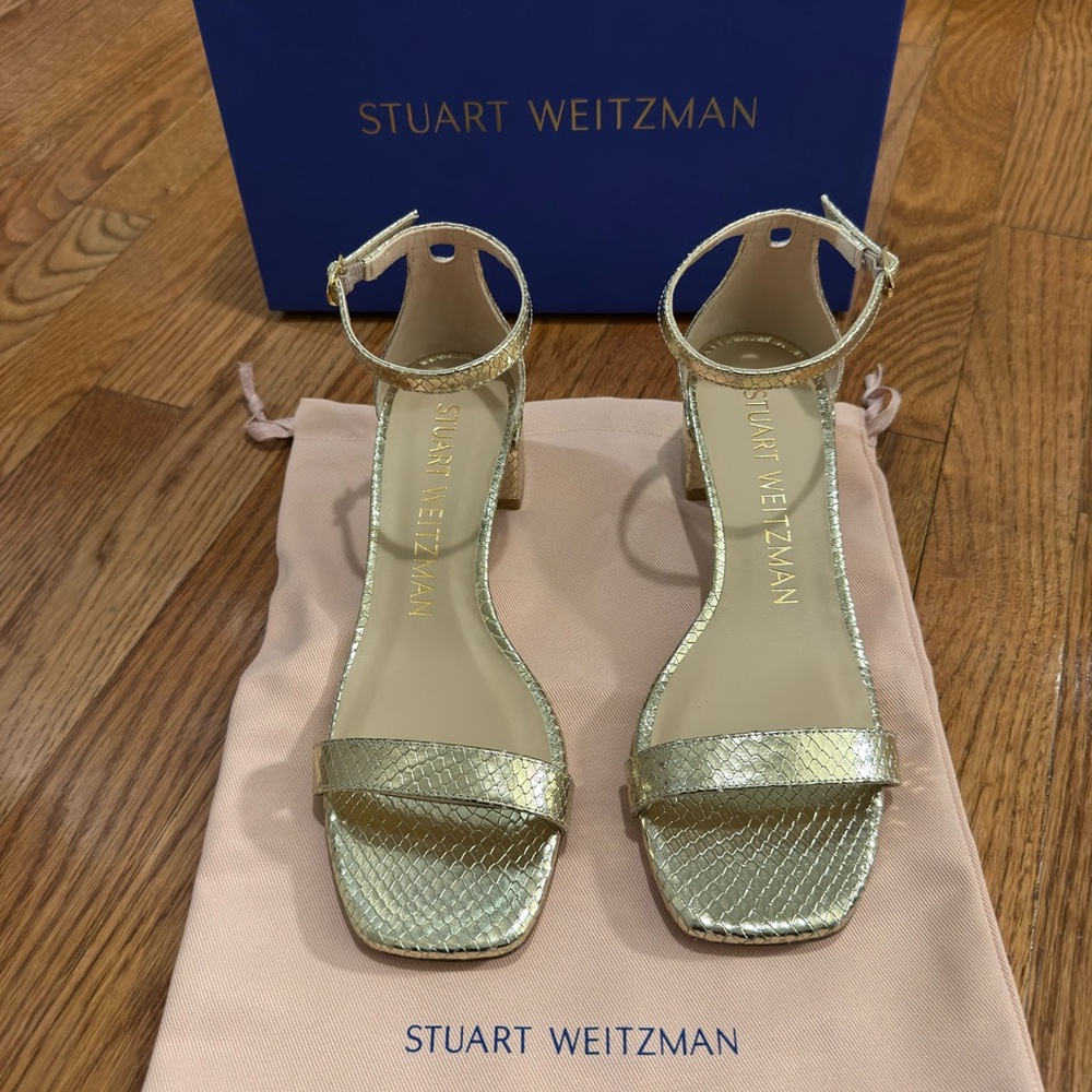 NEW IN BOX - Stuart Weitzman Metallic Gold Sandals